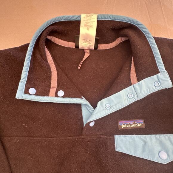 Patagonia Synchilla Pullover Sweatshirt Womens Medium Black 1/4 Closure Teal - Picture 6 of 16